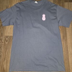 Gray Short Sleeve Tee with Pink Pineapple